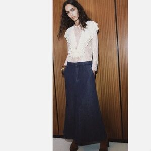 Zara Blue Denim Maxi Skirt